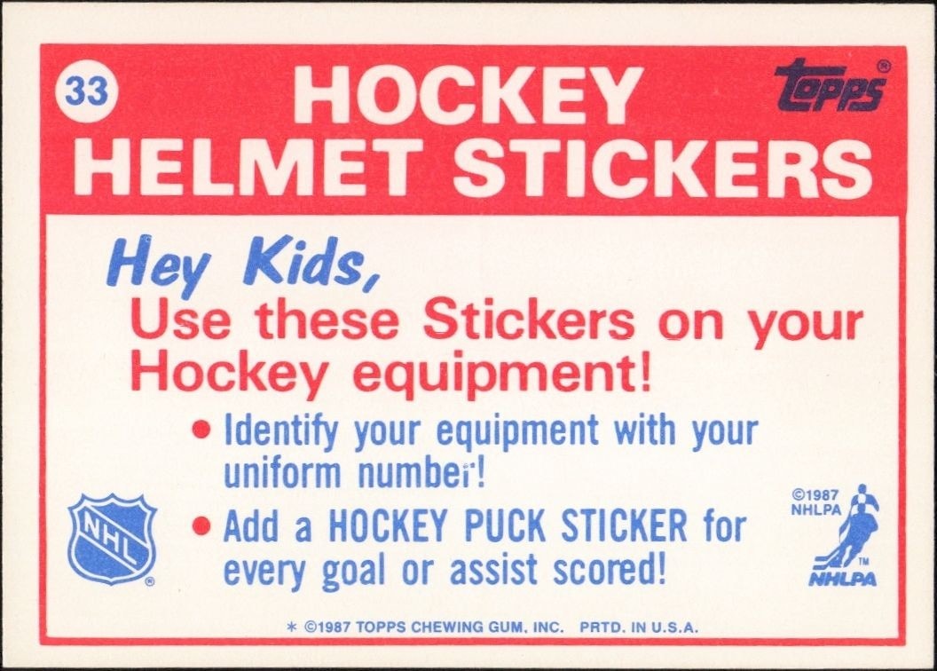 1987-88 Topps Edmonton Oilers #33 hockey trading card back