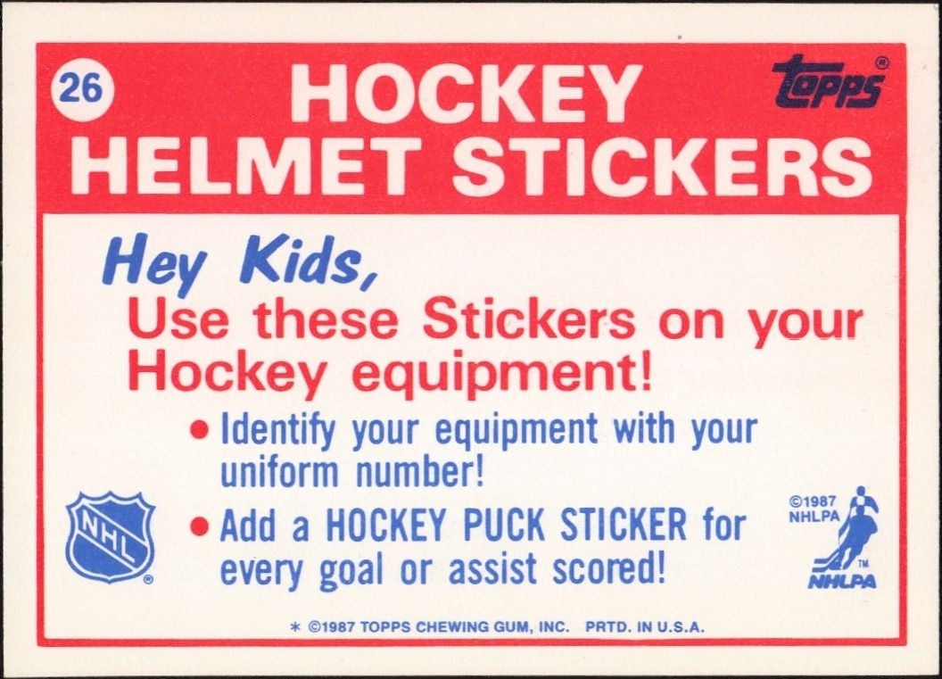 1987-88 Topps Philadelphia Flyers #26 hockey trading card back