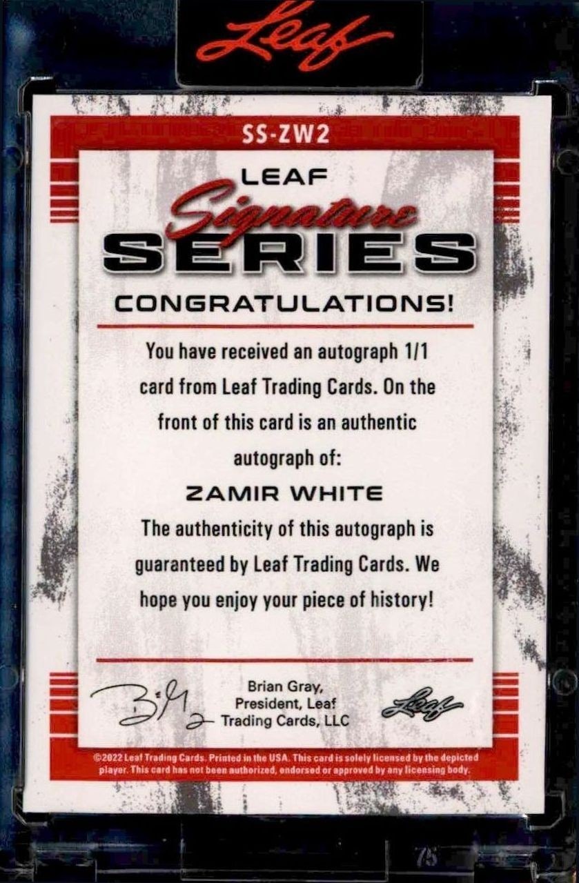 2022 Leaf Signature Series Zamir White #SS-ZW2 football trading card back