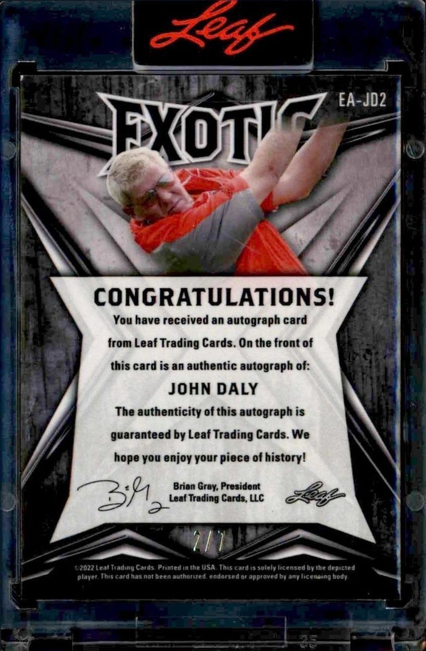 2022 Leaf Exotic John Daly #EA-JD2 golf trading card back