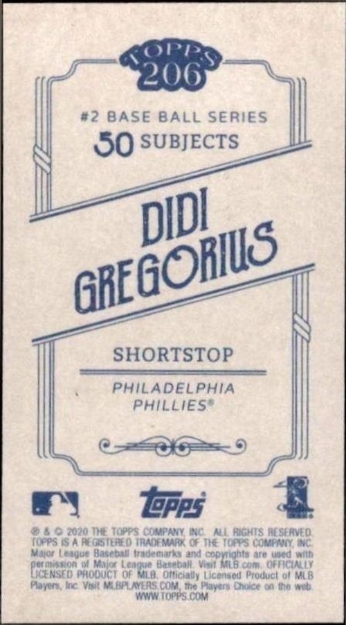 2020 Topps T206 Didi Gregorius baseball trading card back