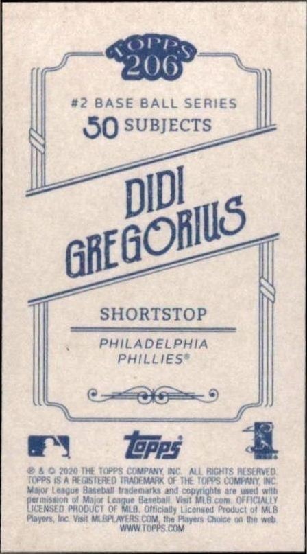 2020 Topps T206 Didi Gregorius baseball trading card back