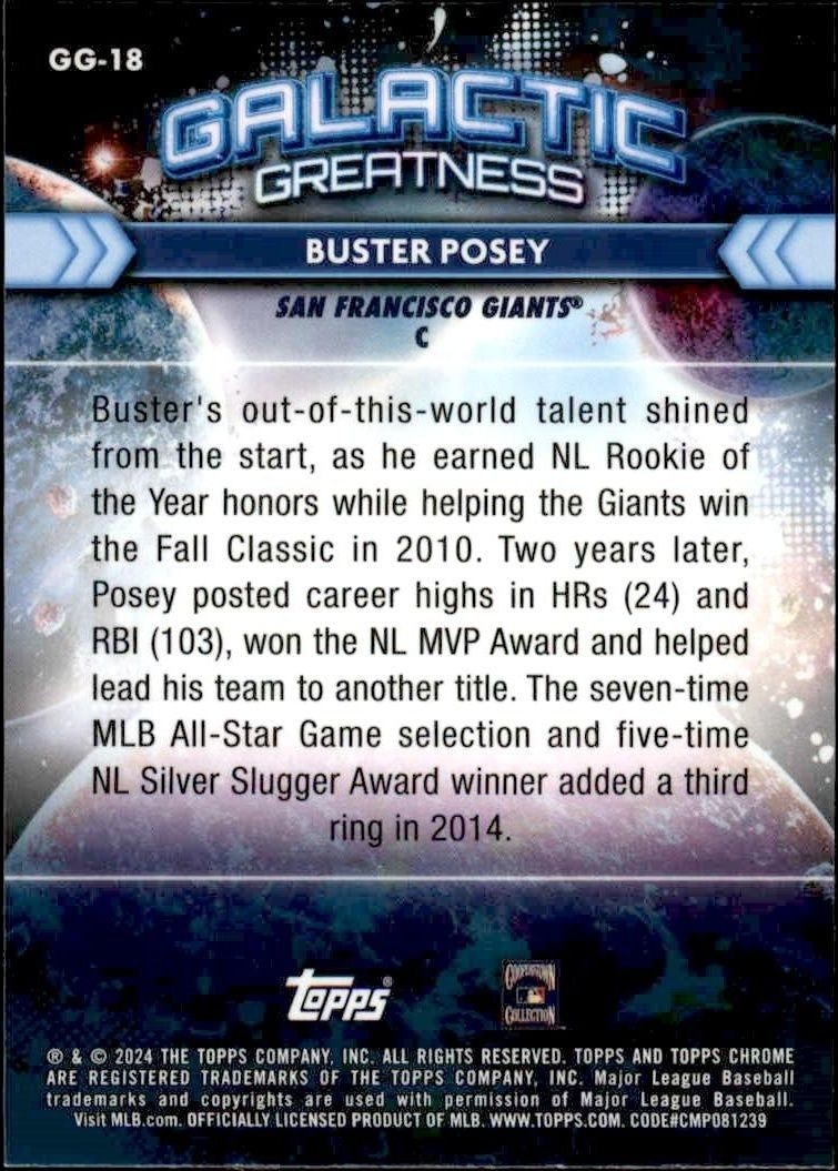 2024 Topps Chrome Buster Posey #GG-18 baseball trading card back