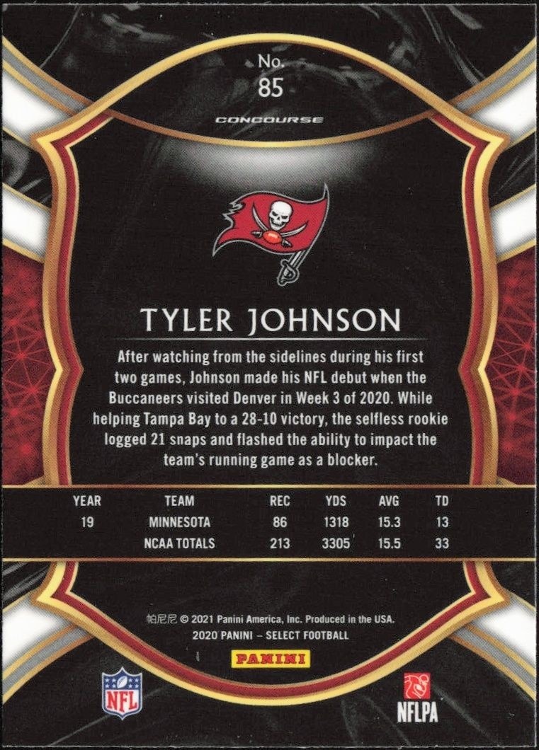2020 Panini Select Tyler Johnson #85 football trading card back