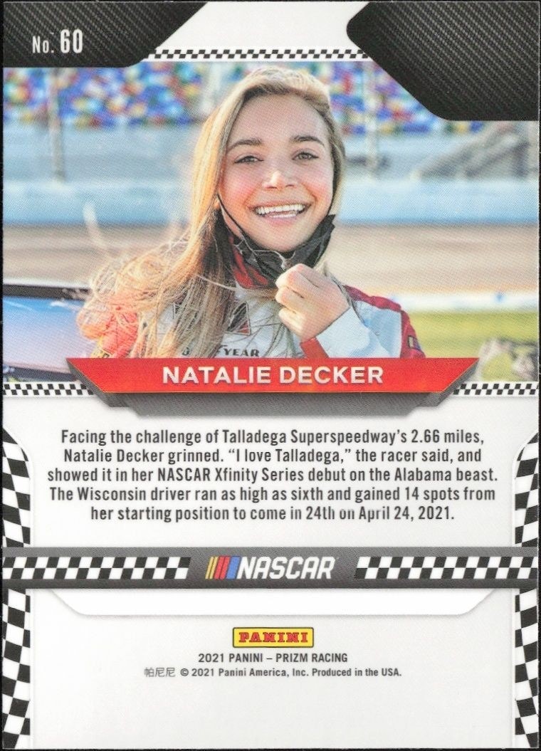 2021 Panini Prizm Natalie Decker #60 racing trading card back