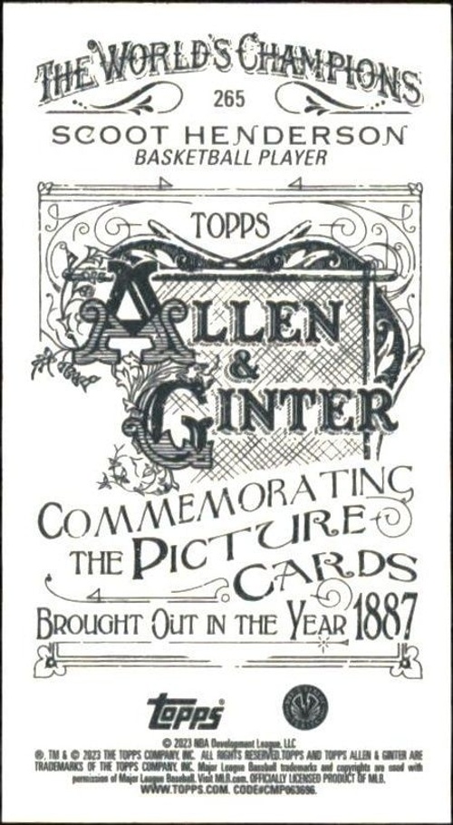 2023 Topps Allen & Ginter Scoot Henderson #265 baseball trading card back