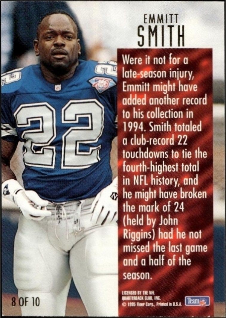 1995 Fleer Ultra Emmitt Smith #8 football trading card back