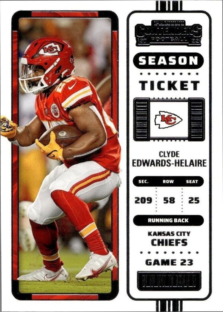 2022 Panini Contenders Clyde Edwards-Helaire #61 trading card