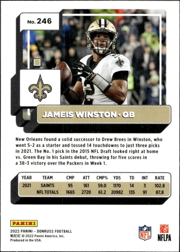 2022 Panini Donruss James Winston #246 football trading card back