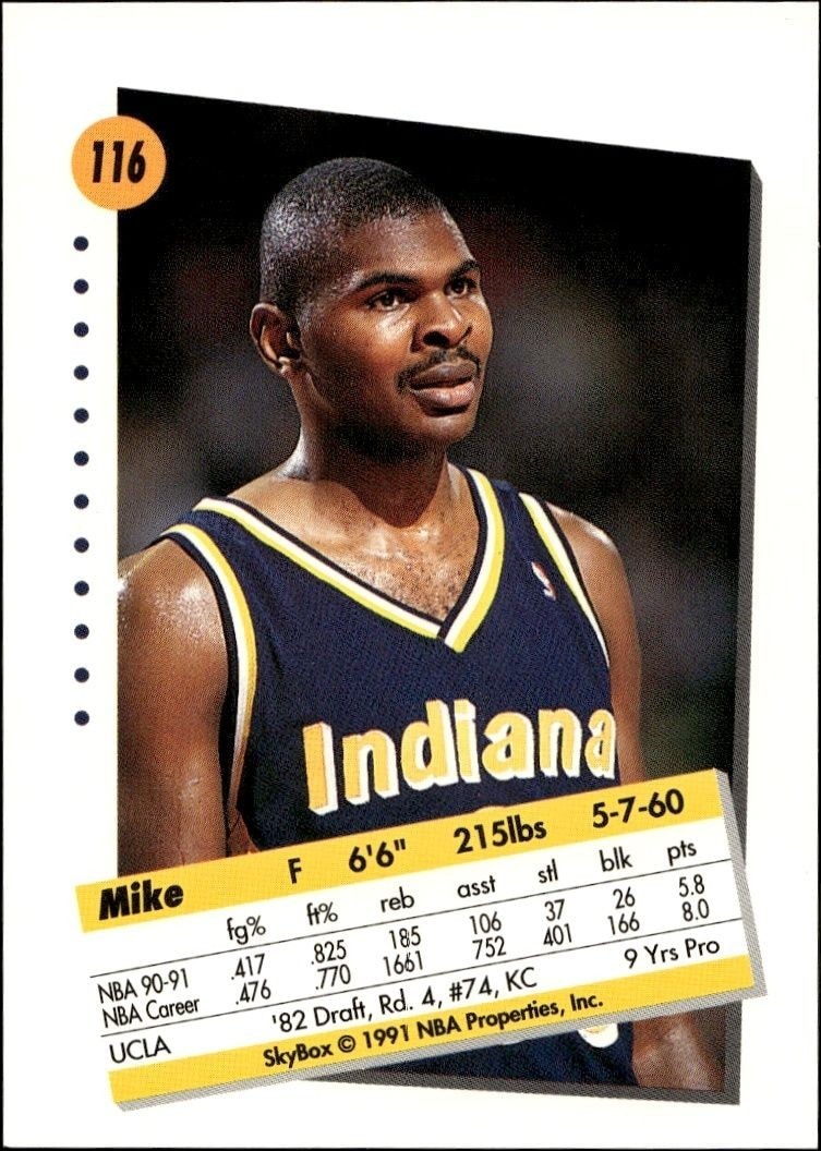 1991-92 Skybox Mike Sanders #116 basketball trading card back