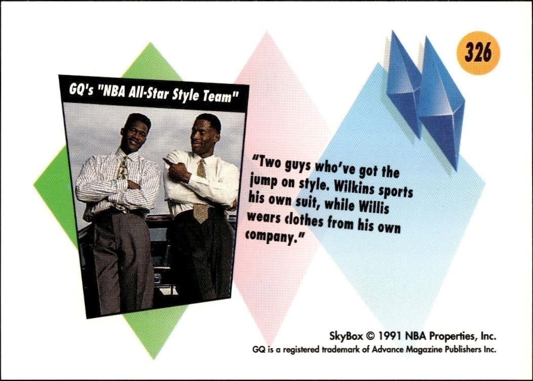 1991-92 Skybox Kevin Willis #326 basketball trading card back