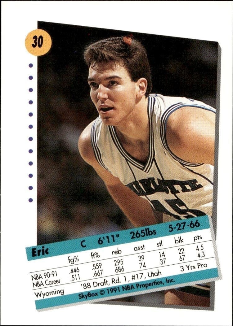 1991-92 Skybox Eric Leckner #30 basketball trading card back