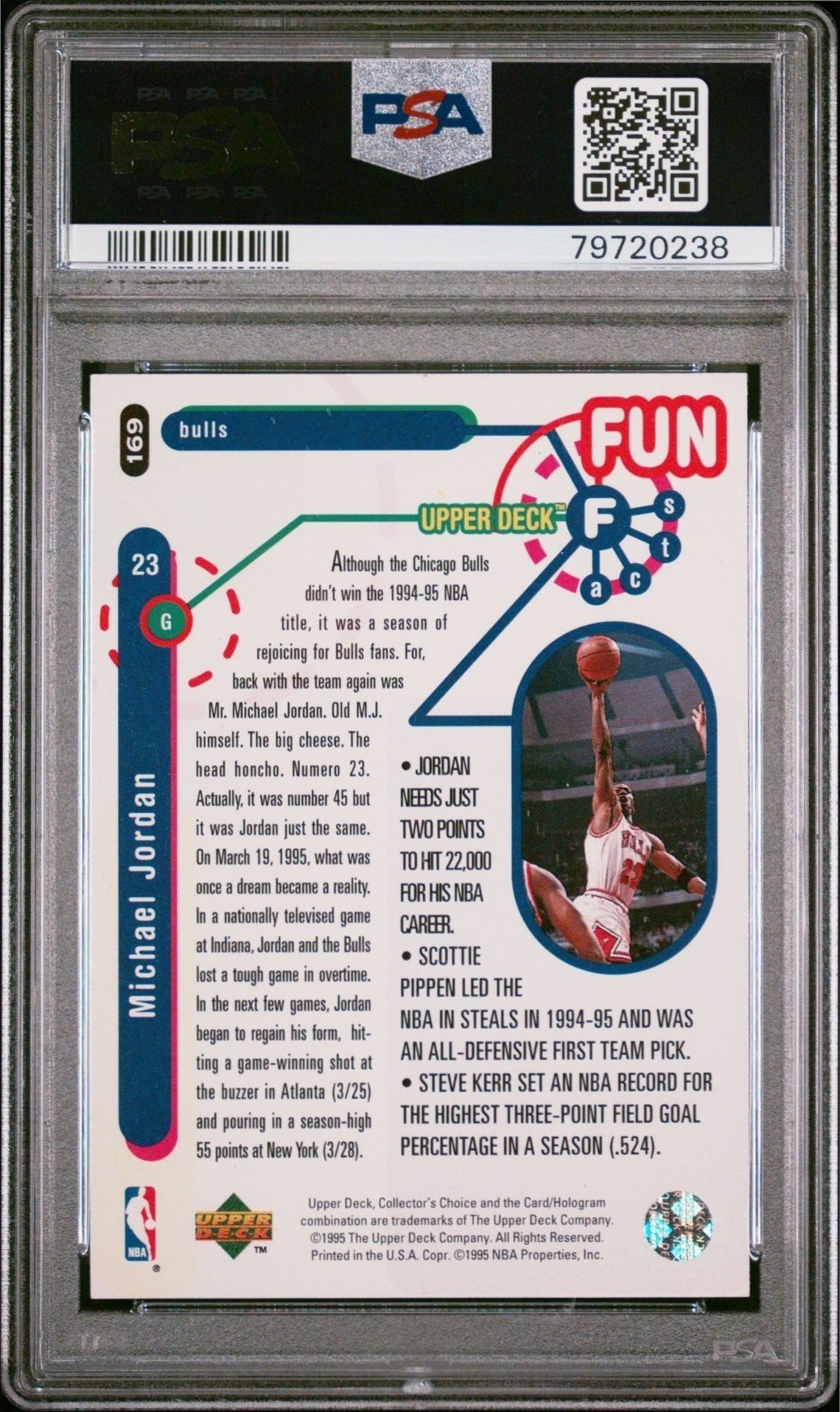 1995-96 Upper Deck Collector's Choice Michael Jordan #169 basketball trading card back