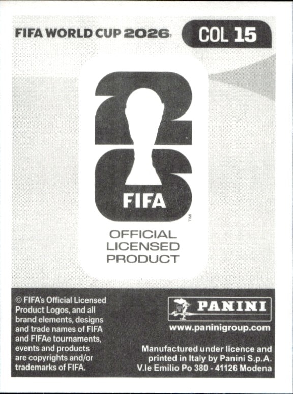 2026 Panini FIFA World Cup Juan Fernando Quintero #COL 15 soccer trading card back