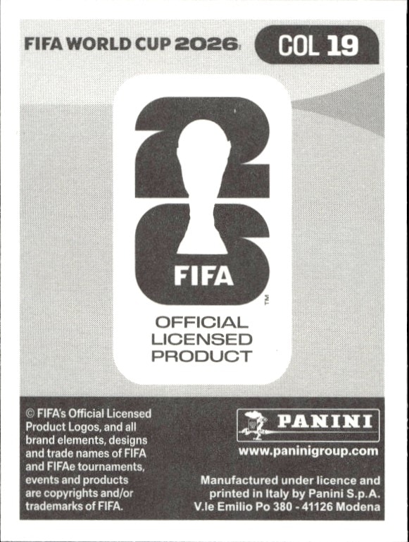 2026 Panini FIFA World Cup Luis Suárez #COL 19 soccer trading card back