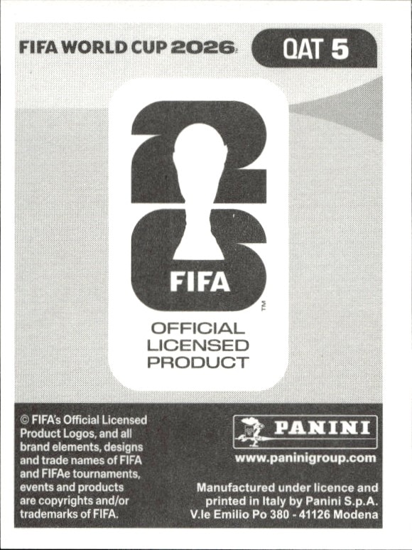 2026 Panini FIFA World Cup Homam Ahmed #QAT 5 soccer trading card back