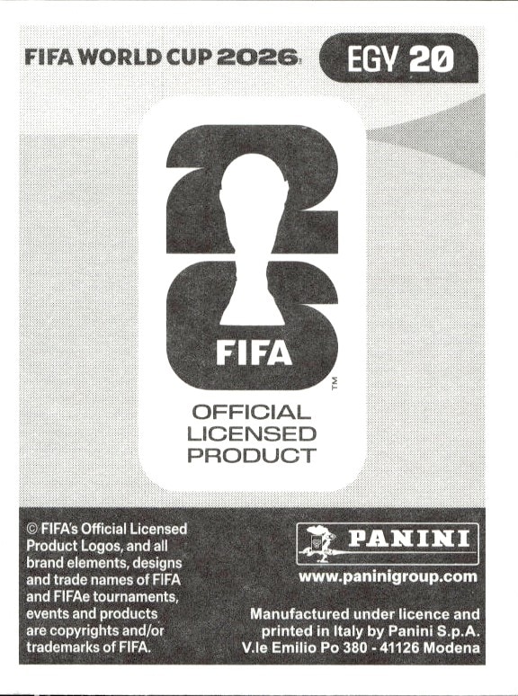 2026 Panini FIFA World Cup Omar Marmoush #EGY 20 soccer trading card back