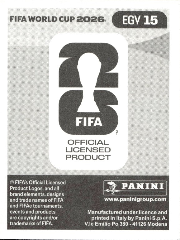 2026 Panini FIFA World Cup Emam Ashour #EGY 15 soccer trading card back