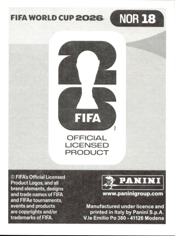 2026 Panini Fifa World Cup Jørgen Strand Larsen #R 18 soccer trading card back