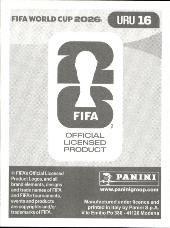 2026 Panini FIFA World Cup Maxi Araújo #URU 16 soccer trading card back