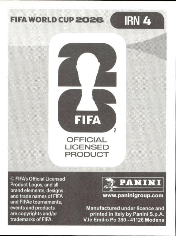 2026 Panini FIFA World Cup Ehsan Hajisafi #IRN 4 soccer trading card back
