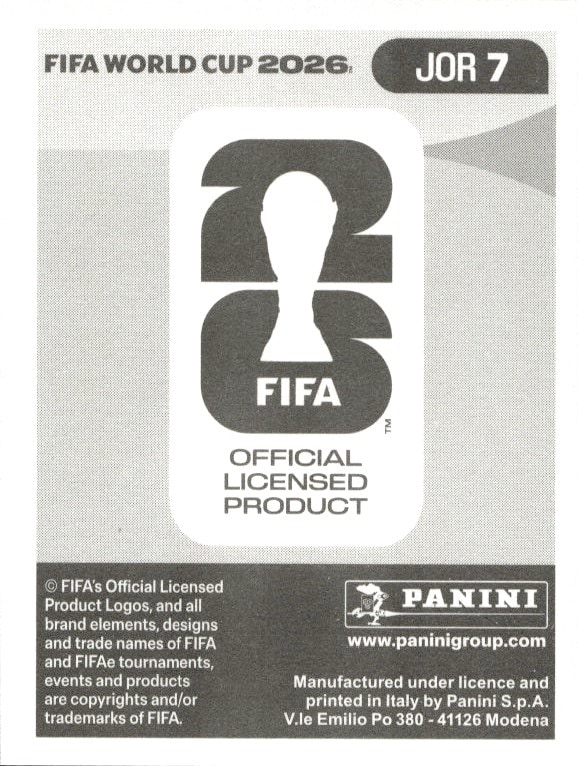 2026 Panini FIFA World Cup Saleem Obaid #JOR 7 soccer trading card back