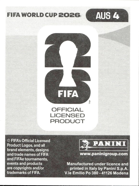 2026 Panini FIFA World Cup Harry Souttar #AUS 4 soccer trading card back