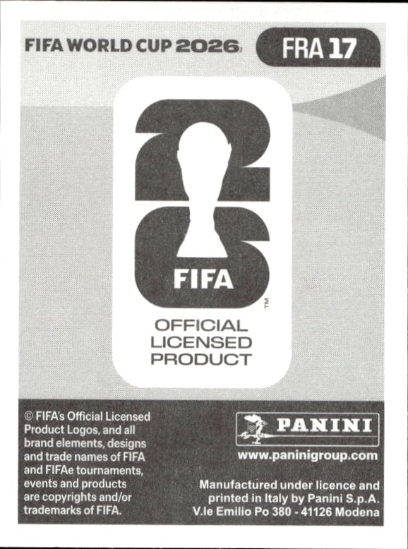 2026 Panini FIFA World Cup Désiré Doué #FRA 17 soccer trading card back