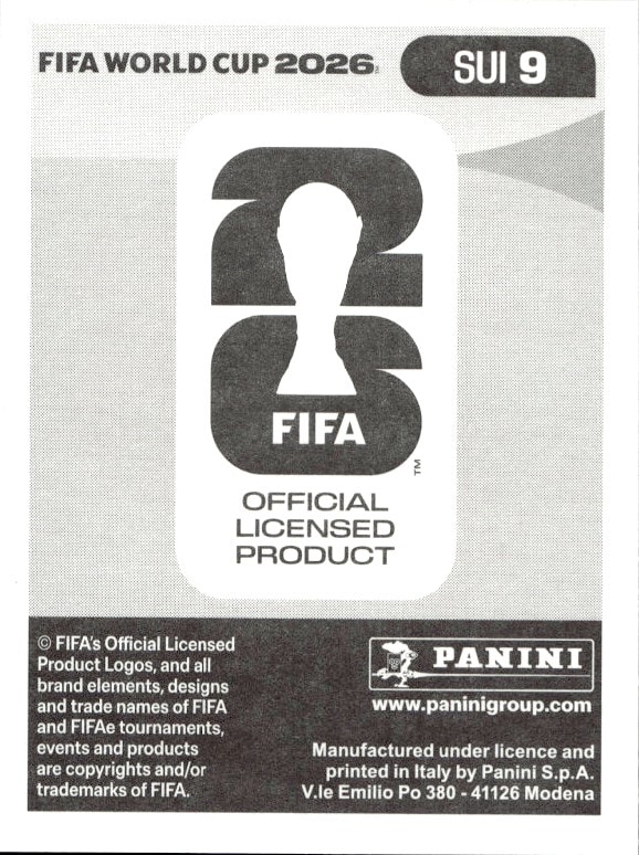 2026 Panini FIFA World Cup Granit Xhaka #SUI 9 soccer trading card back