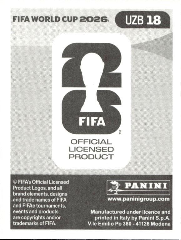 2026 Panini FIFA World Cup Jaloliddin Masharipov #UZB 18 soccer trading card back