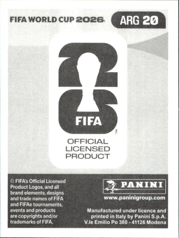 2026 Panini FIFA World Cup Giuliano Simeone #ARG 20 soccer trading card back