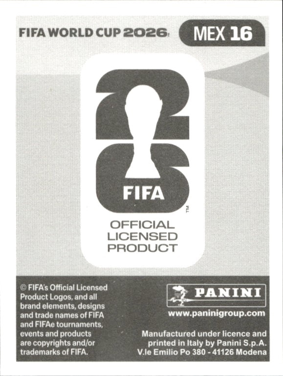 2026 Panini FIFA World Cup Santiago Giménez #MEX 16 soccer trading card back