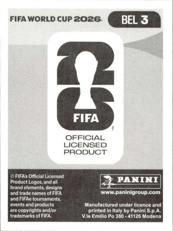 2026 Panini FIFA World Cup Arthur Theate #BEL 3 soccer trading card back