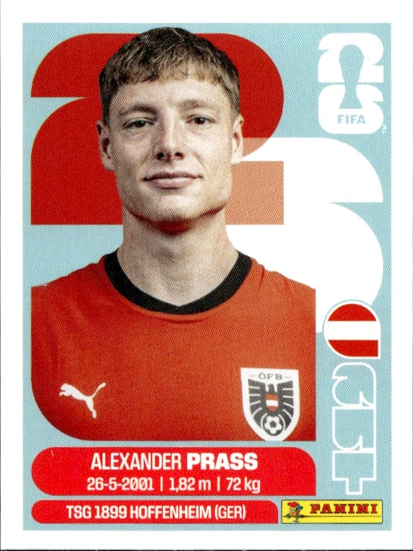 2026 Panini FIFA World Cup Alexander Prass #AUT 9 trading card