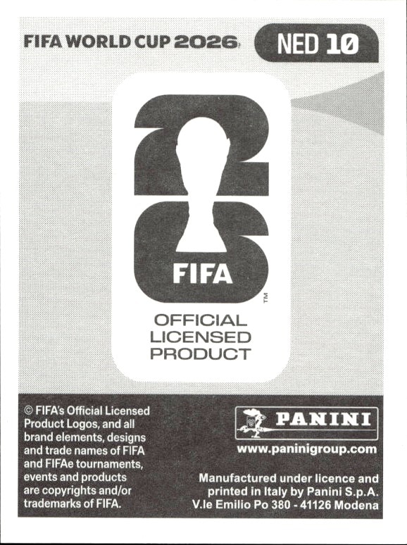 2026 Panini FIFA World Cup Tijani Reijnders #NED 10 soccer trading card back