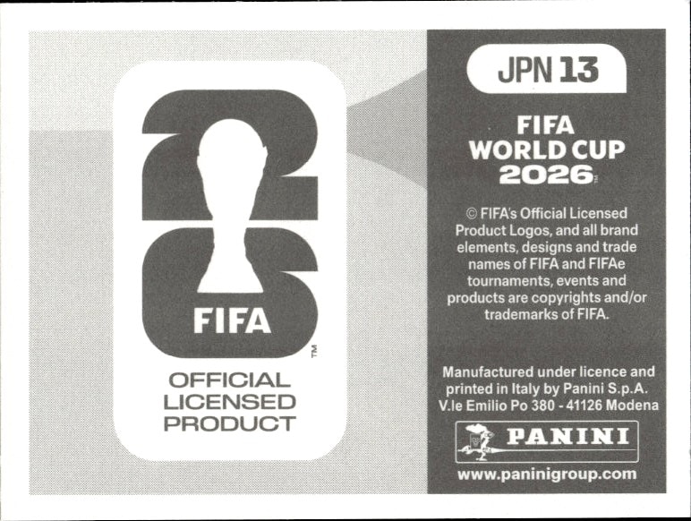 2026 Panini FIFA World Cup Japan #JPN 13 soccer trading card back