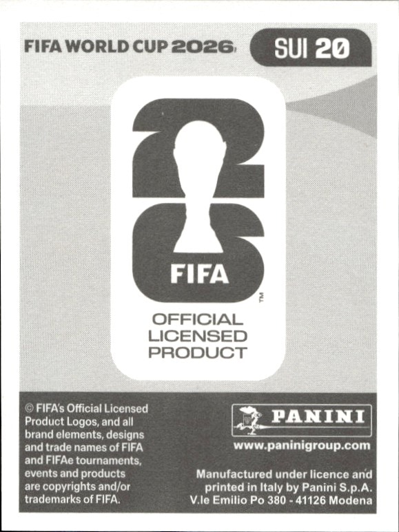 2026 Panini FIFA World Cup Zeki Amdouni #SUI 20 soccer trading card back
