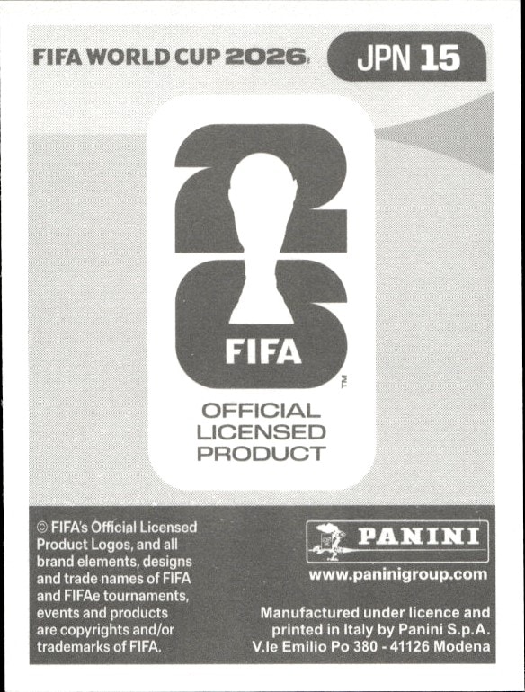 2026 Panini FIFA World Cup Keito Nakamura #JPN 15 soccer trading card back