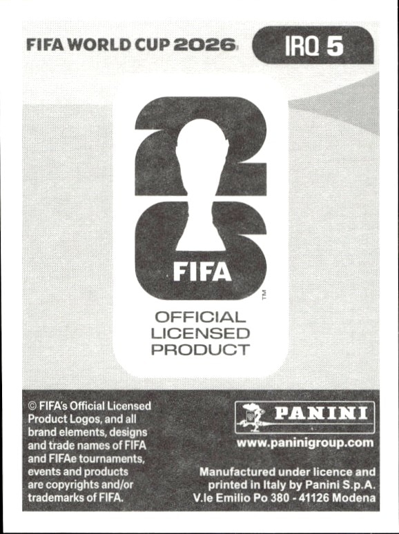 2026 Panini FIFA World Cup Akam Hashem #IRQ 5 soccer trading card back