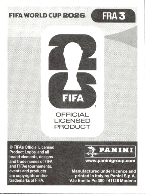 2026 Panini FIFA World Cup Théo Hernández #FRA 3 soccer trading card back