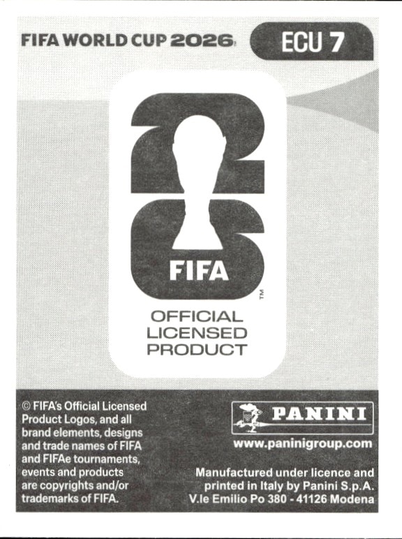 2026 Panini FIFA World Cup Ángelo Preciado #ECU 7 soccer trading card back