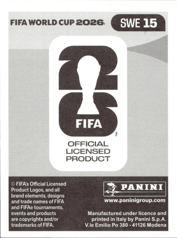 2026 Panini FIFA World Cup Ken Sema #SWE 15 soccer trading card back