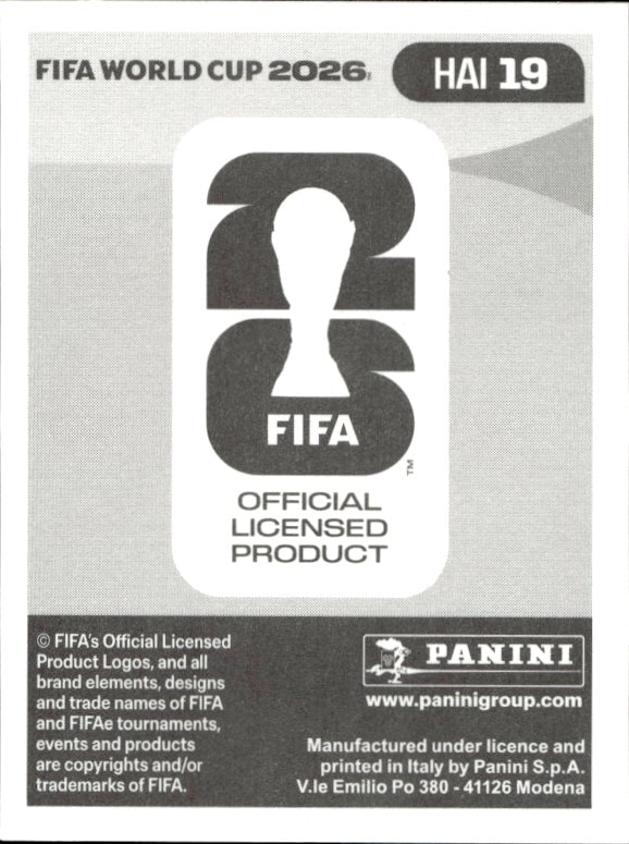 2026 Panini FIFA World Cup Louis Deedson #HAI 19 soccer trading card back