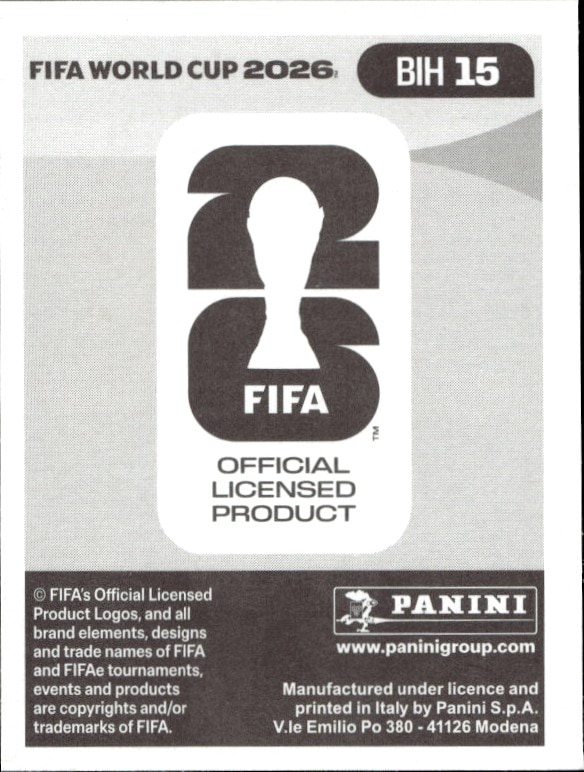 2026 Panini FIFA World Cup Esmir Bajraktarević #BIH 15 soccer trading card back
