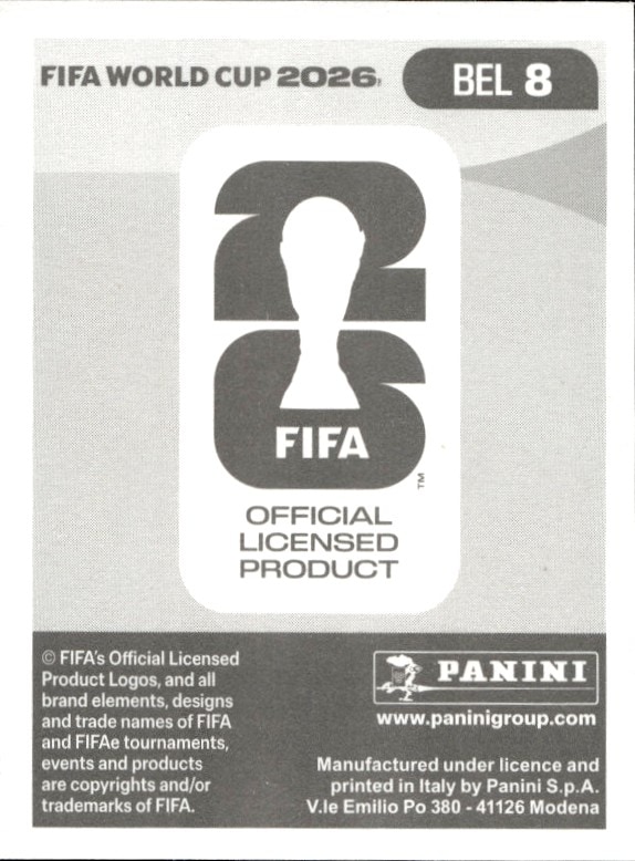 2026 Panini FIFA World Cup Thomas Meunier #BEL 8 soccer trading card back