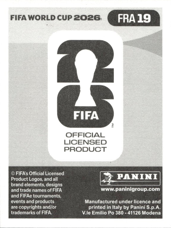 2026 Panini FIFA World Cup Hugo Ekitiké #FRA 19 soccer trading card back