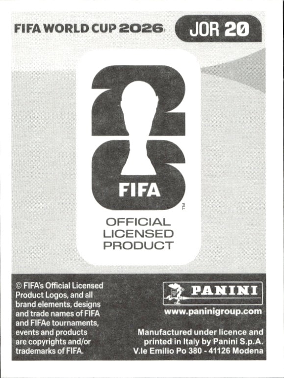 2025 Panini FIFA World Cup Ibrahim Sabra #JOR 20 soccer trading card back