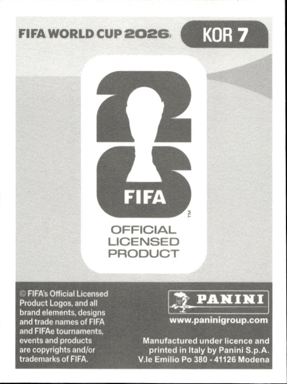2026 Panini FIFA World Cup Hanbeom Lee #KOR 7 soccer trading card back