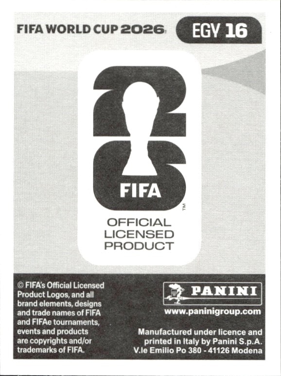 2026 Panini FIFA World Cup Osama Faisal #EGY 16 soccer trading card back
