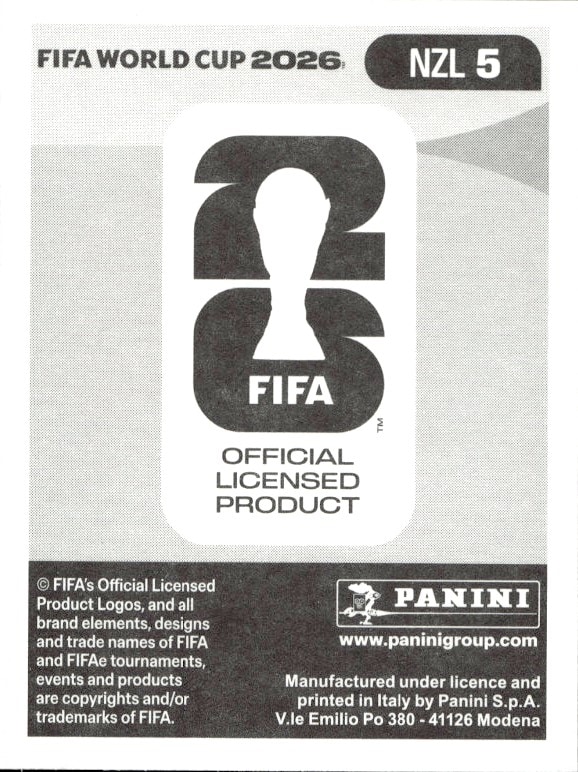 2026 Panini FIFA World Cup Liberato Cacace #NZL 5 soccer trading card back